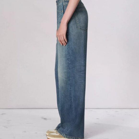 Mila Rosabella NWT medium/dark wash wide leg sweat pant jeans size M - Picture 2 of 12